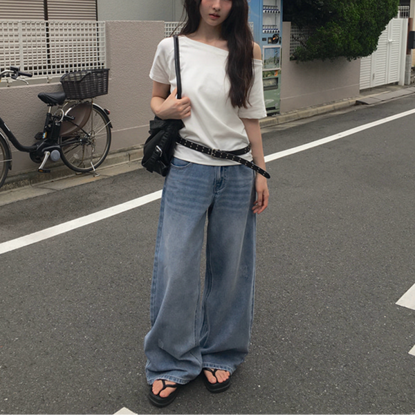 [anyonemore] Picker Steach Pocket Damage Denim Pants