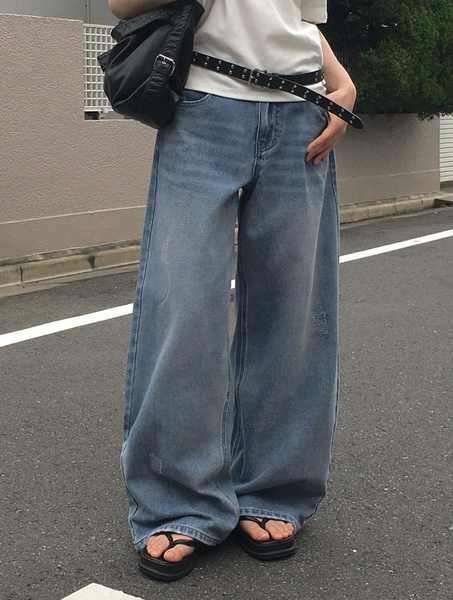 [anyonemore] Picker Steach Pocket Damage Denim Pants