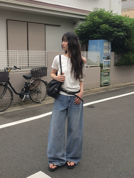 [anyonemore] Picker Steach Pocket Damage Denim Pants