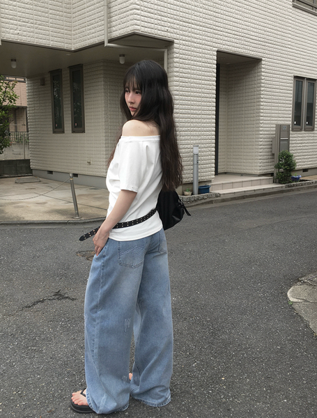 [anyonemore] Picker Steach Pocket Damage Denim Pants