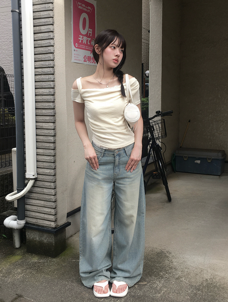[anyonemore] Summer Hooded Vintage Washing Wide Pants