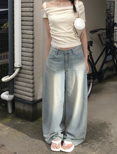 [anyonemore] Summer Hooded Vintage Washing Wide Pants