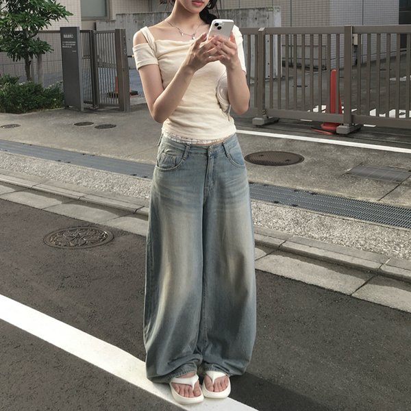 [anyonemore] Summer Hooded Vintage Washing Wide Pants