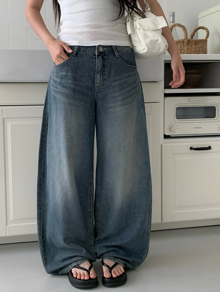 [anyonemore] Summer Hooded Vintage Washing Wide Pants