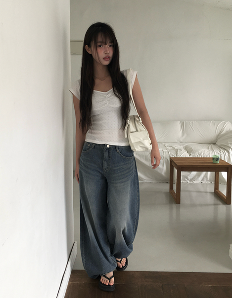 [anyonemore] Summer Hooded Vintage Washing Wide Pants