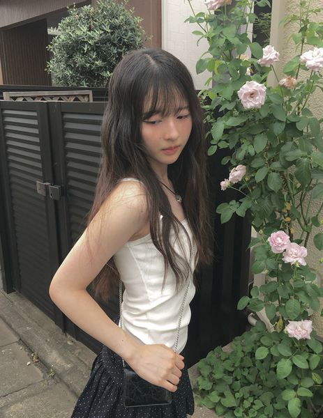 [anyonemore] Kons Ribbon Lace Square Neck String Sleeveless