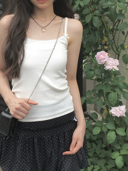 [anyonemore] Kons Ribbon Lace Square Neck String Sleeveless