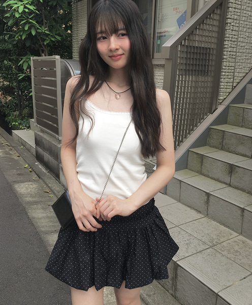 [anyonemore] Kons Ribbon Lace Square Neck String Sleeveless