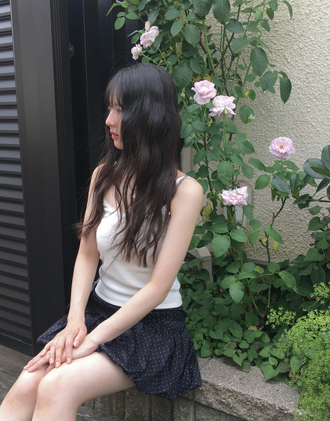 [anyonemore] Kons Ribbon Lace Square Neck String Sleeveless