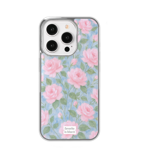 [midmaly] Rose Silver Frame Phone Case