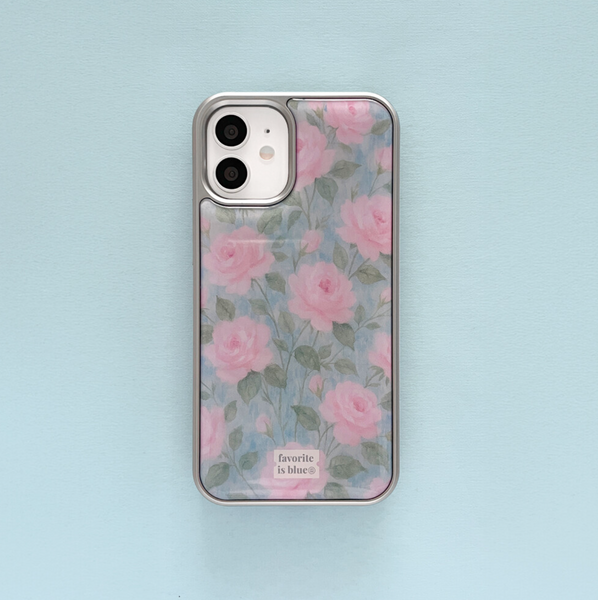 [midmaly] Rose Silver Frame Phone Case