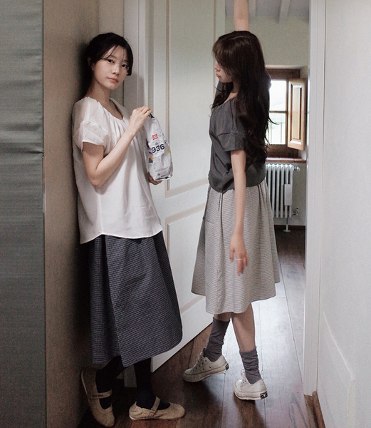 [SLOWAND] # SLOWMADE MOMEN Fine Checkered Skirt