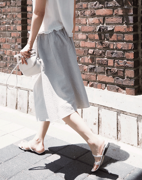 [SLOWAND] # SLOWMADE MOMEN Fine Checkered Skirt