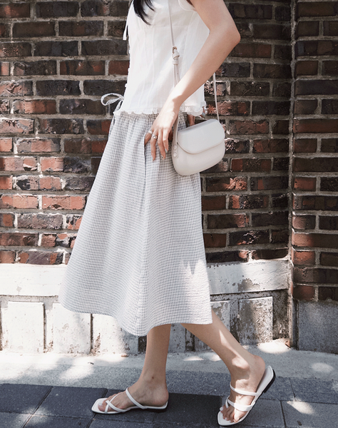 [SLOWAND] # SLOWMADE MOMEN Fine Checkered Skirt