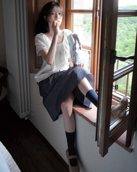 [SLOWAND] # SLOWMADE MOMEN Fine Checkered Skirt