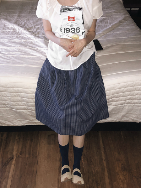 [SLOWAND] # SLOWMADE MOMEN Fine Checkered Skirt