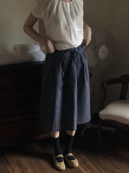 [SLOWAND] # SLOWMADE MOMEN Fine Checkered Skirt