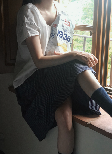 [SLOWAND] # SLOWMADE MOMEN Fine Checkered Skirt