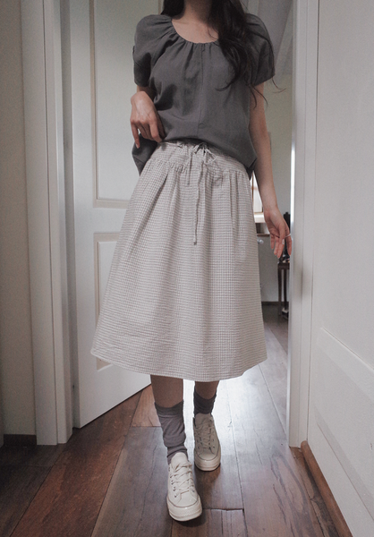 [SLOWAND] # SLOWMADE MOMEN Fine Checkered Skirt