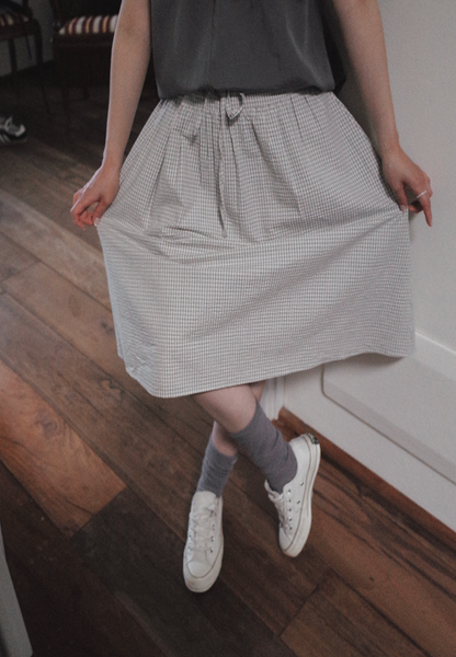 [SLOWAND] # SLOWMADE MOMEN Fine Checkered Skirt