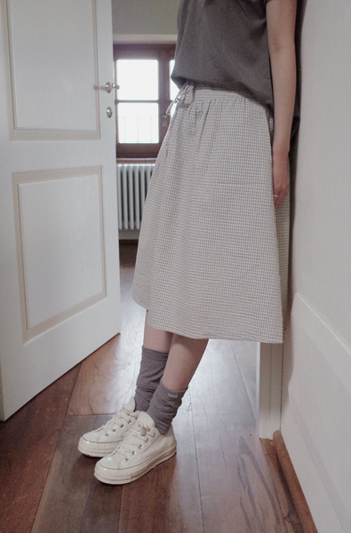 [SLOWAND] # SLOWMADE MOMEN Fine Checkered Skirt