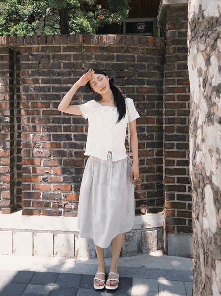 [SLOWAND] # SLOWMADE MOMEN Fine Checkered Skirt