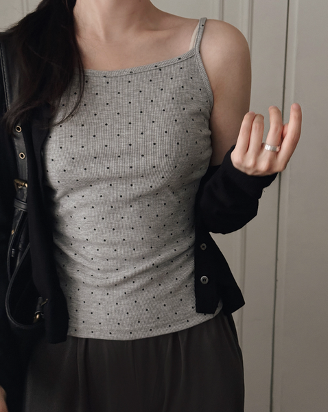 [SLOWAND] # SLOWMADE Tight Cover Fit Dot Sleeveless