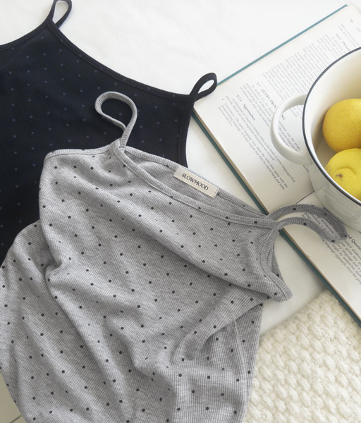 [SLOWAND] # SLOWMADE Tight Cover Fit Dot Sleeveless