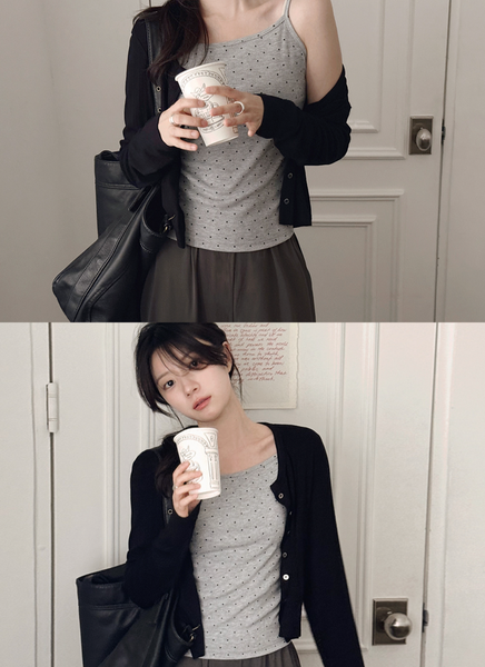 [SLOWAND] # SLOWMADE Tight Cover Fit Dot Sleeveless