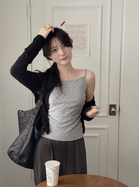 [SLOWAND] # SLOWMADE Tight Cover Fit Dot Sleeveless