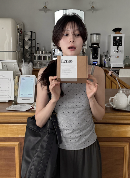 [SLOWAND] # SLOWMADE Tight Cover Fit Dot Sleeveless