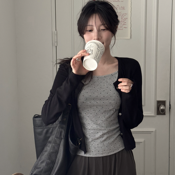 [SLOWAND] # SLOWMADE Tight Cover Fit Dot Sleeveless