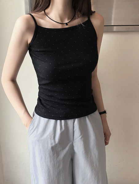 [SLOWAND] # SLOWMADE Tight Cover Fit Dot Sleeveless