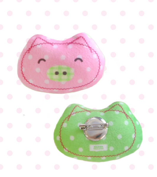 [FLUFFY BROOCH] Pink Dot Pig