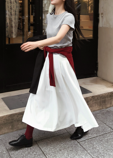 [SLOWAND] # SLOWMADE SALTIE Classic Pintuck Long Skirt