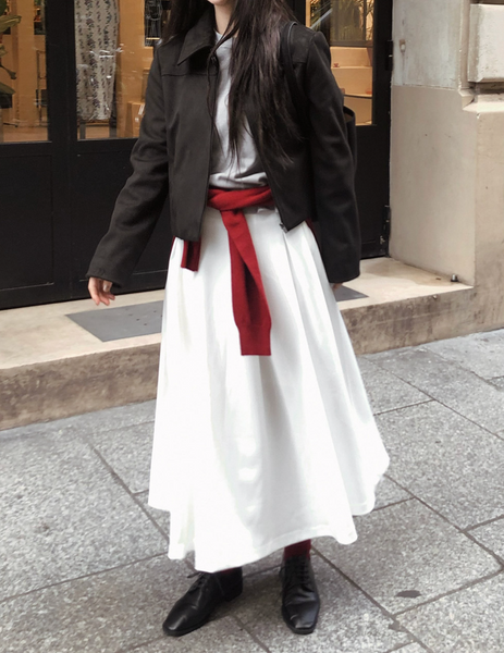 [SLOWAND] # SLOWMADE SALTIE Classic Pintuck Long Skirt