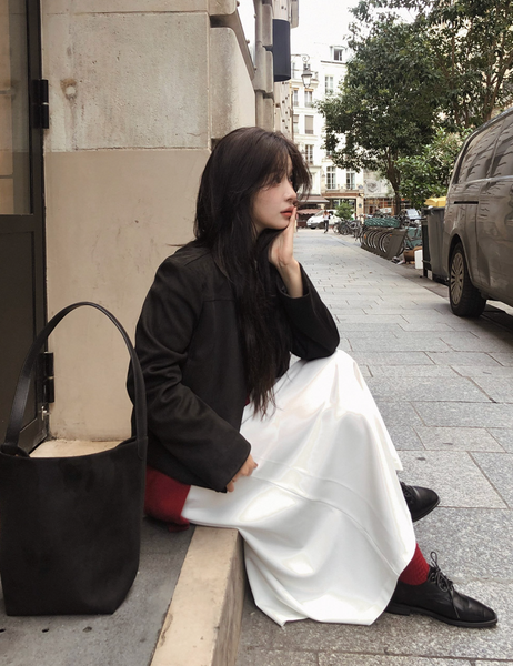 [SLOWAND] # SLOWMADE SALTIE Classic Pintuck Long Skirt