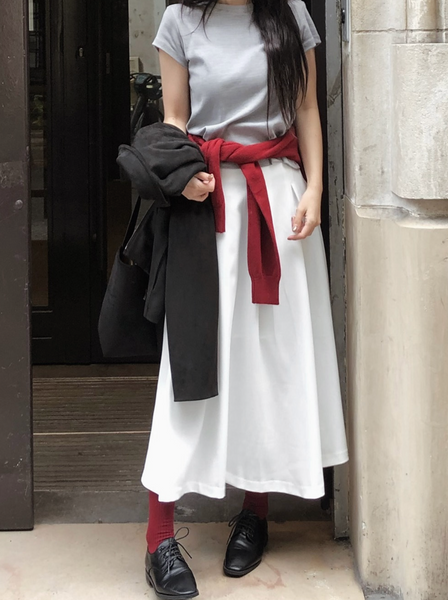 [SLOWAND] # SLOWMADE SALTIE Classic Pintuck Long Skirt