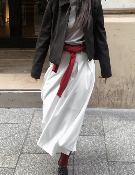 [SLOWAND] # SLOWMADE SALTIE Classic Pintuck Long Skirt