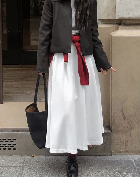 [SLOWAND] # SLOWMADE SALTIE Classic Pintuck Long Skirt