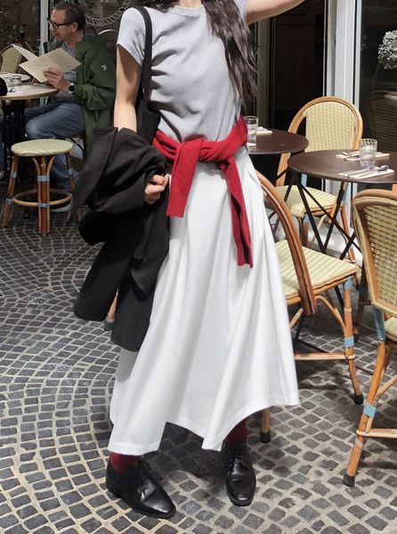 [SLOWAND] # SLOWMADE SALTIE Classic Pintuck Long Skirt