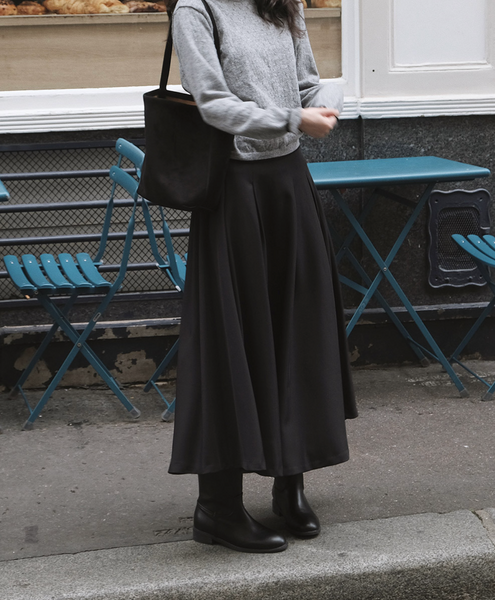 [SLOWAND] # SLOWMADE SALTIE Classic Pintuck Long Skirt
