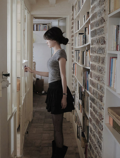 [SLOWAND] # SLOWMADE Soft and Fleece-Fit Knitwear Slim Top