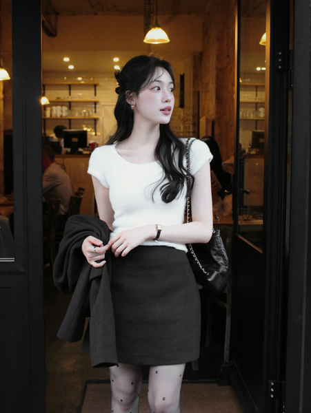 [SLOWAND] # SLOWMADE Soft and Fleece-Fit Knitwear Slim Top