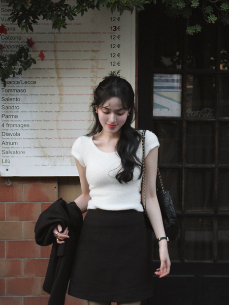 [SLOWAND] # SLOWMADE Soft and Fleece-Fit Knitwear Slim Top