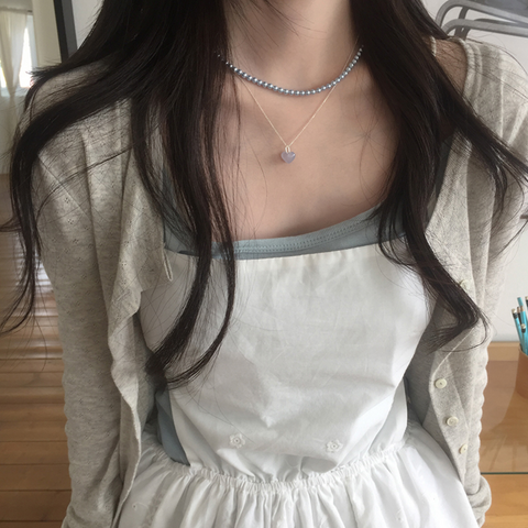 [moat] Milky Heart Necklace (Silver925)