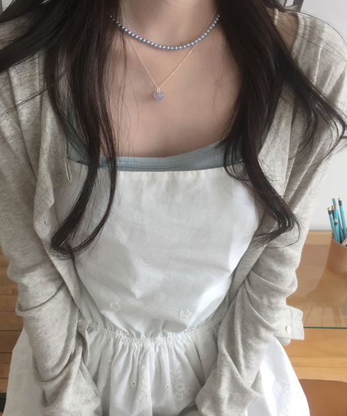 [moat] Milky Heart Necklace (Silver925)