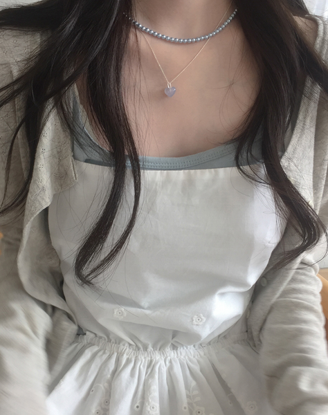 [moat] Milky Heart Necklace (Silver925)