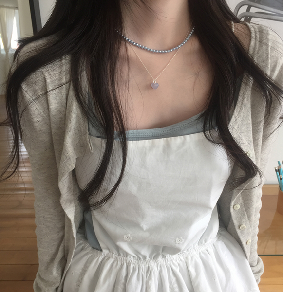 [moat] Blue Pearl Necklace (Silver925)