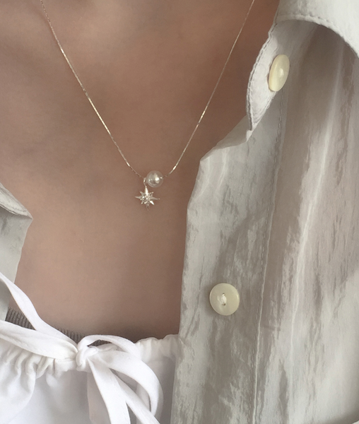 [moat] Flash Pearl Necklace (Silver925)